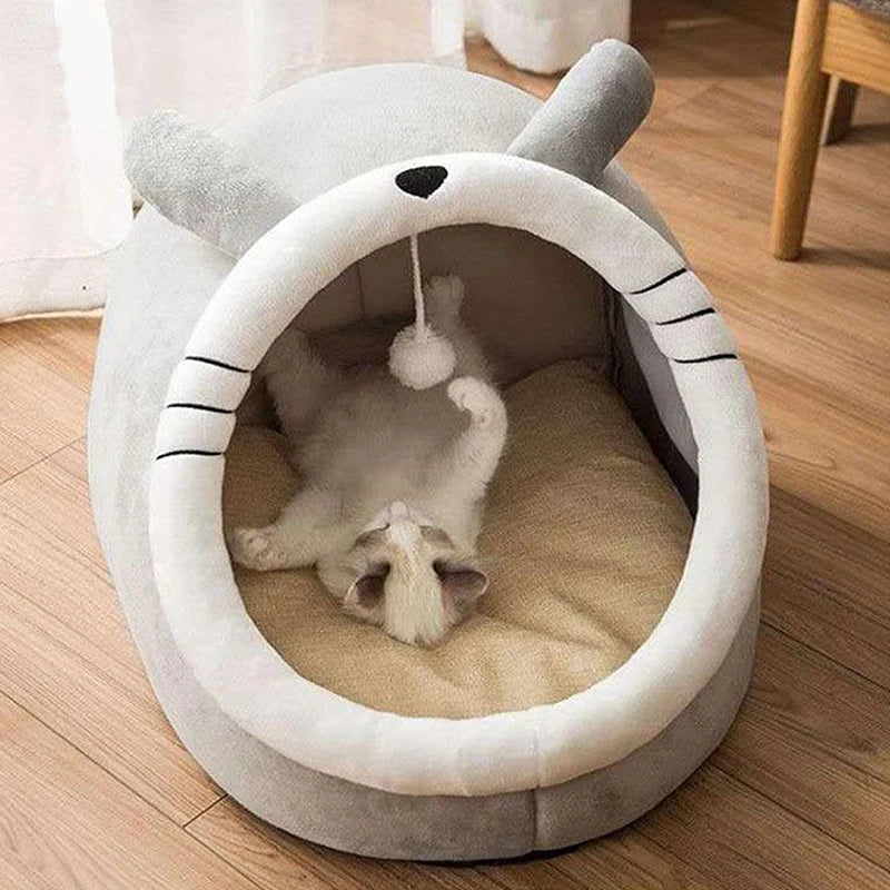 Pluszowe Legowisko Dla Kota – Domek z Zabawka Pomponem 💤